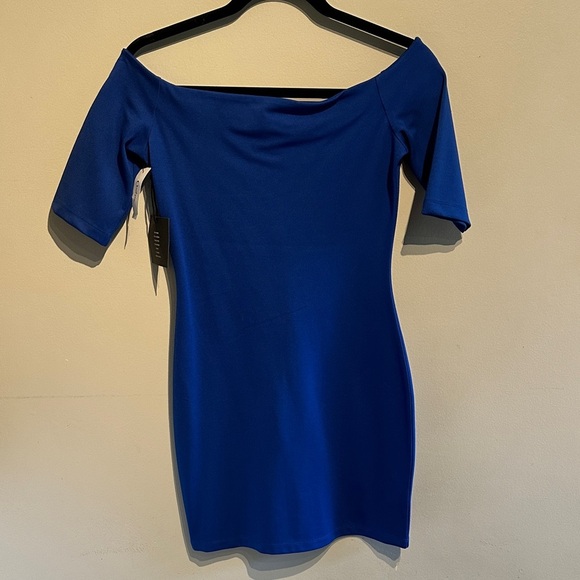Talula Royal Blue Off-Shoulder Mini Dress - Picture 1 of 6